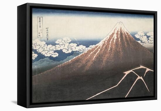 Pluie d'orage sous le sommet du Fuji-Katsushika Hokusai-Framed Stretched Canvas