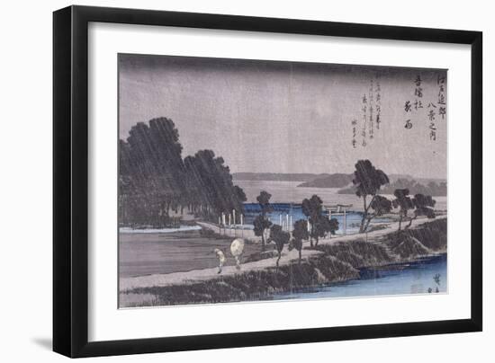 Pluie du soir au sanctuaire d'Azuma-Ando Hiroshige-Framed Giclee Print