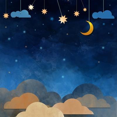  'Cielo Nocturno, Nube, Luna y Estrella