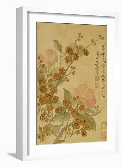 Plum Blossom and Camelias-Yun Shouping-Framed Giclee Print