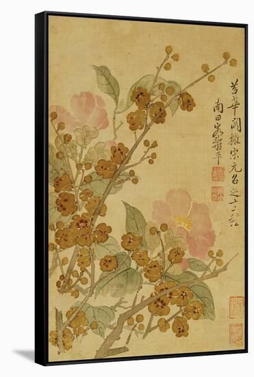 Plum Blossom and Camelias-Yun Shouping-Framed Stretched Canvas