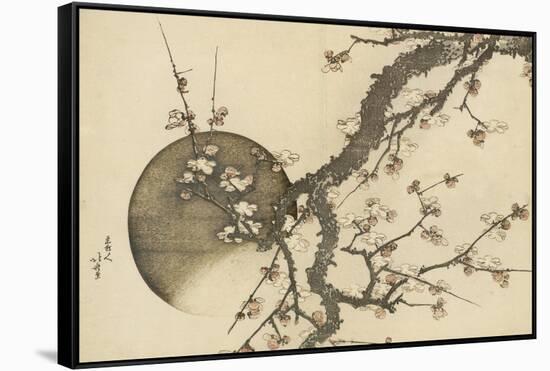 Plum Blossom and the Moon from the Book Mount Fuji in Spring (Haru No Fuji), C.1803-Katsushika Hokusai-Framed Stretched Canvas