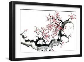 Plum Blossom Branch III-Nan Rae-Framed Art Print