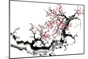 Plum Blossom Branch III-Nan Rae-Mounted Art Print