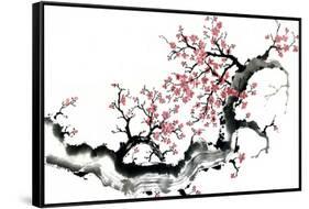 Plum Blossom Branch III-Nan Rae-Framed Stretched Canvas