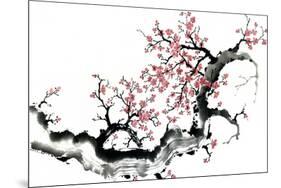 Plum Blossom Branch III-Nan Rae-Mounted Premium Giclee Print