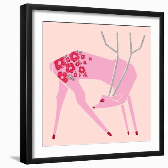 Plum Blossom Deer-null-Framed Giclee Print