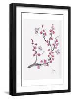 Plum Blossom with Butterflies-Beverly Dyer-Framed Art Print