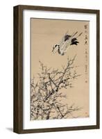 Plum Blossoms, Crane, and Spring, Qing Dynasty (1644-1912), 1824-96, C.1892-Xugu-Framed Giclee Print