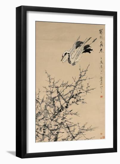 Plum Blossoms, Crane, and Spring, Qing Dynasty (1644-1912), 1824-96, C.1892-Xugu-Framed Giclee Print