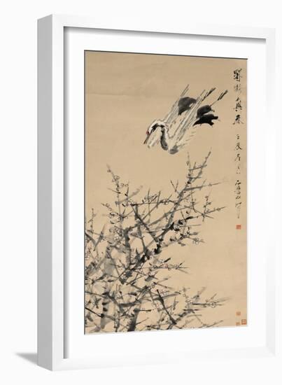 Plum Blossoms, Crane, and Spring, Qing Dynasty (1644-1912), 1824-96, C.1892-Xugu-Framed Giclee Print