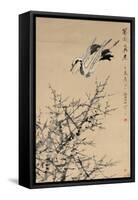 Plum Blossoms, Crane, and Spring, Qing Dynasty (1644-1912), 1824-96, C.1892-Xugu-Framed Stretched Canvas