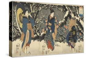 Plum Blossoms in the Evening Snow, 1847-1852-Utagawa Kuniyoshi-Stretched Canvas