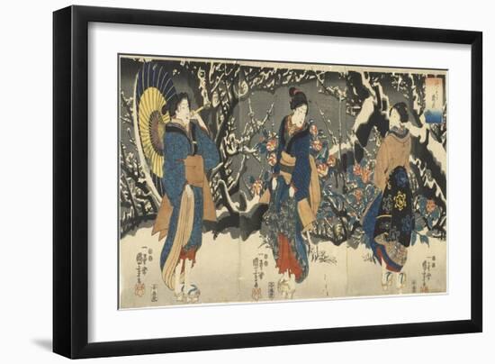 Plum Blossoms in the Evening Snow, 1847-1852-Utagawa Kuniyoshi-Framed Giclee Print