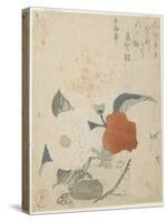 Plum Branch, a Peony Flower and a Metal Seal, 1816-Kubo Shunman-Stretched Canvas