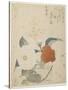 Plum Branch, a Peony Flower and a Metal Seal, 1816-Kubo Shunman-Stretched Canvas