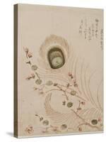 Plum Branch and Peacock Feathers, Mid to Late 1810s-Kubo Shumman-Stretched Canvas