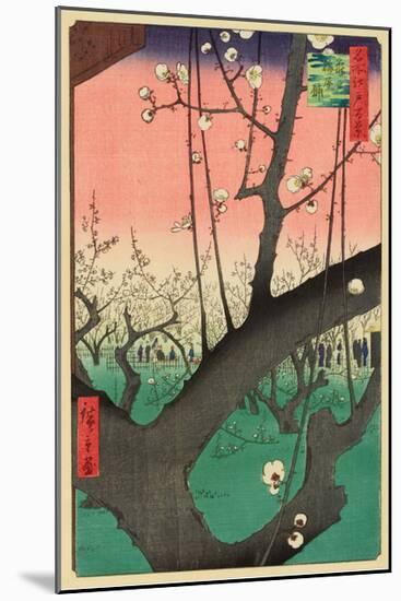 Plum Garden, Kameido, 1857-Ando Hiroshige-Mounted Giclee Print