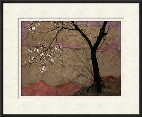Plum Tree against a Colorful Temple Wall-Raymond Gehman-Framed Photographic Print