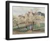 Plum Trees in Blossom-Camille Pissarro-Framed Giclee Print