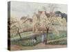 Plum Trees in Blossom-Camille Pissarro-Stretched Canvas