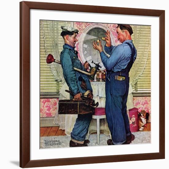 "Plumbers", June 2,1951-Norman Rockwell-Framed Giclee Print