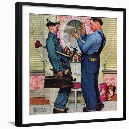 "Plumbers", June 2,1951-Norman Rockwell-Framed Giclee Print