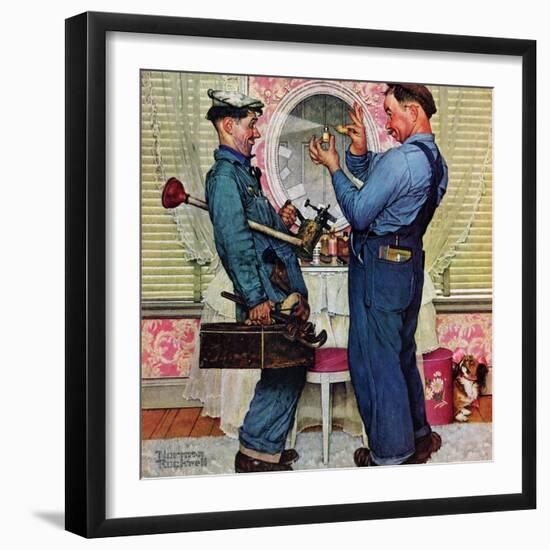 "Plumbers", June 2,1951-Norman Rockwell-Framed Giclee Print