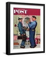 "Plumbers" Saturday Evening Post Cover, June 2,1951-Norman Rockwell-Framed Premium Giclee Print