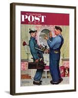 "Plumbers" Saturday Evening Post Cover, June 2,1951-Norman Rockwell-Framed Giclee Print