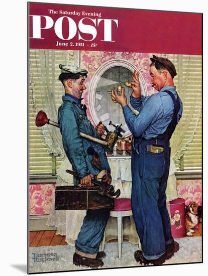 "Plumbers" Saturday Evening Post Cover, June 2,1951-Norman Rockwell-Mounted Giclee Print