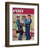 "Plumbers" Saturday Evening Post Cover, June 2,1951-Norman Rockwell-Framed Giclee Print