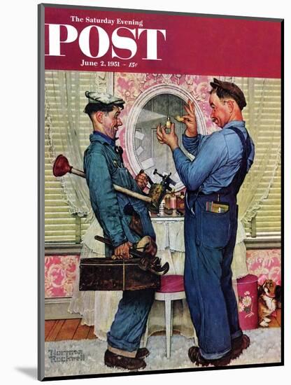 "Plumbers" Saturday Evening Post Cover, June 2,1951-Norman Rockwell-Mounted Giclee Print