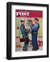 "Plumbers" Saturday Evening Post Cover, June 2,1951-Norman Rockwell-Framed Premium Giclee Print