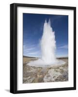 Plume of Water and Steam From the Strokkur Geysir Exploding Into the Air at Geysir Near Reykjavik-null-Framed Photographic Print