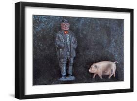 Plump Pig and Farmer-Den Reader-Framed Photographic Print