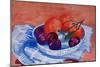 Plums and Mandarins in a dish, 2013 gouache.-Joan Thewsey-Mounted Giclee Print