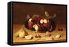 Plums and Peaches on a Pewter Dish with Cherries and a Carnation on a Table-Jacob van Hulsdonck-Framed Stretched Canvas