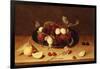 Plums and Peaches on a Pewter Dish with Cherries and a Carnation on a Table-Jacob van Hulsdonck-Framed Giclee Print