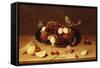 Plums and Peaches on a Pewter Dish with Cherries and a Carnation on a Table-Jacob van Hulsdonck-Framed Stretched Canvas