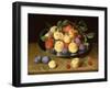 Plums and Peaches on a Pewter Plate-Jacob van Hulsdonck-Framed Giclee Print