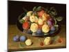 Plums and Peaches on a Pewter Plate-Jacob van Hulsdonck-Mounted Giclee Print