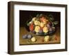 Plums and Peaches on a Pewter Plate-Jacob van Hulsdonck-Framed Giclee Print