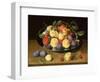 Plums and Peaches on a Pewter Plate-Jacob van Hulsdonck-Framed Giclee Print