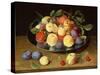 Plums and Peaches on a Pewter Plate-Jacob van Hulsdonck-Stretched Canvas