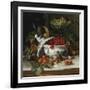 Plums, Grapes and Raspberries in a Porcelain Tureen, 1885-Sophus Pedersen-Framed Giclee Print