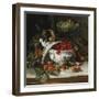 Plums, Grapes and Raspberries in a Porcelain Tureen, 1885-Sophus Pedersen-Framed Giclee Print