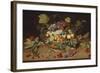 Plums, Peaches and Grapes in a Basket with Carnations and Other Flowers in a Roemer, with…-Jacob Van Hulsdonck-Framed Giclee Print