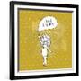 Plus Size Girl in Vector. Cartoon Beautiful Woman with Textbox-smilewithjul-Framed Art Print