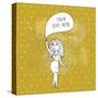 Plus Size Girl in Vector. Cartoon Beautiful Woman with Textbox-smilewithjul-Stretched Canvas